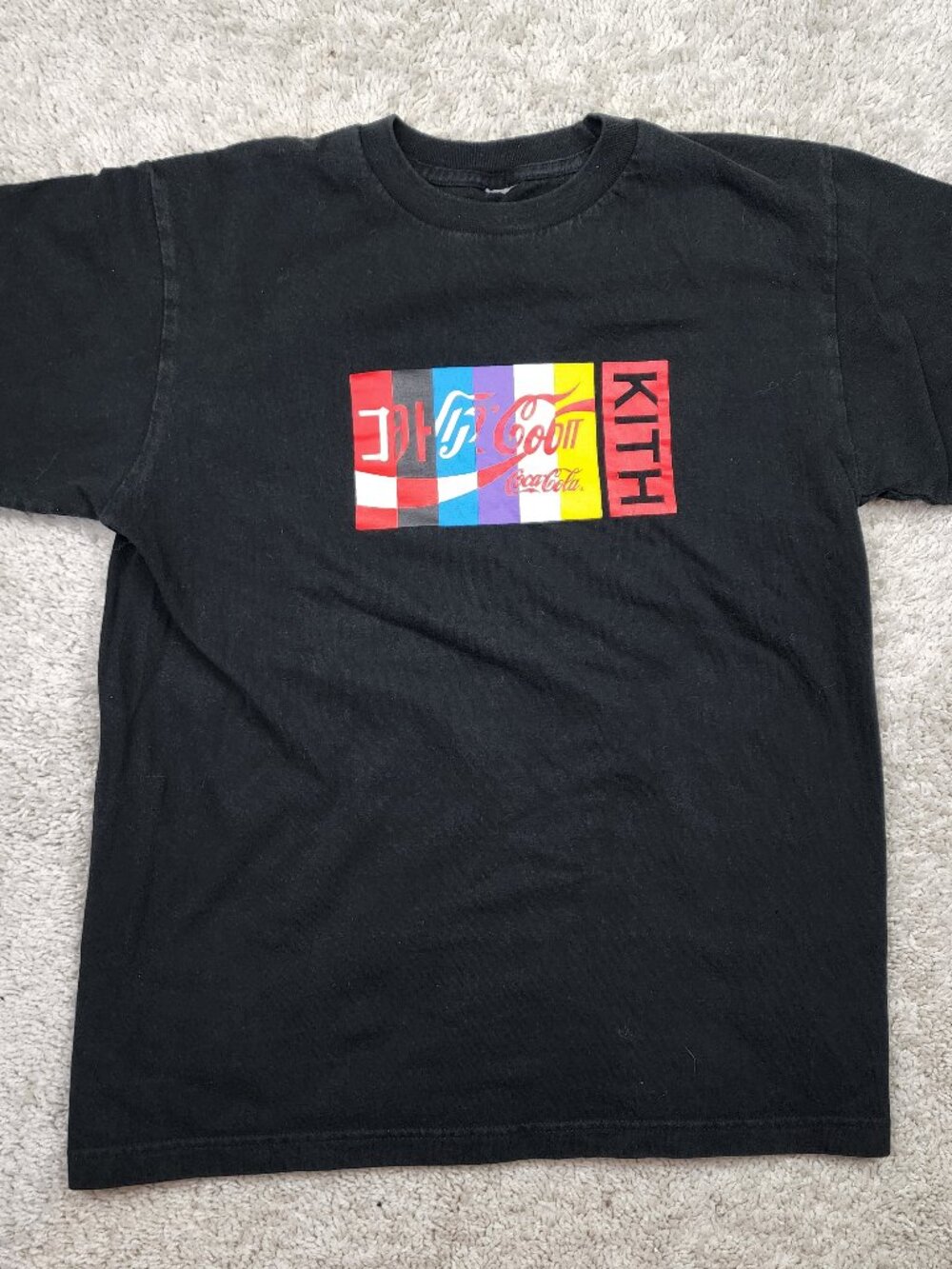 Mens Kith Coca Cola graphic t shirt M medium Black Cotton Crew Neck Casual Y2K